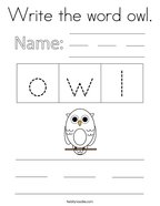 Write the word owl Coloring Page