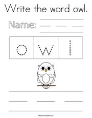 Write the word owl Coloring Page