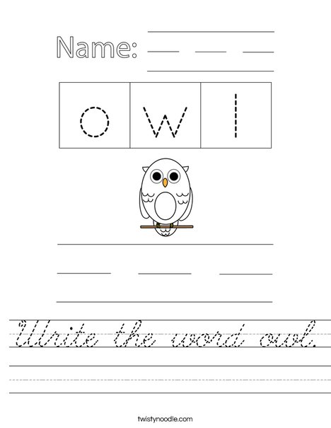 Write the word owl. Worksheet