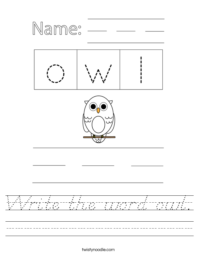 Write the word owl. Worksheet