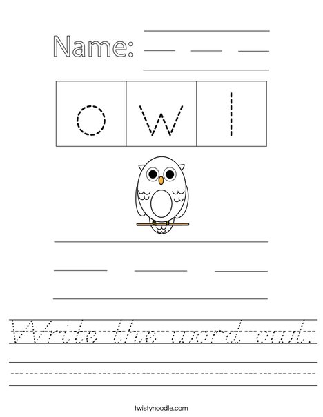 Write the word owl. Worksheet