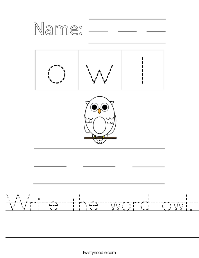 Write the word owl. Worksheet