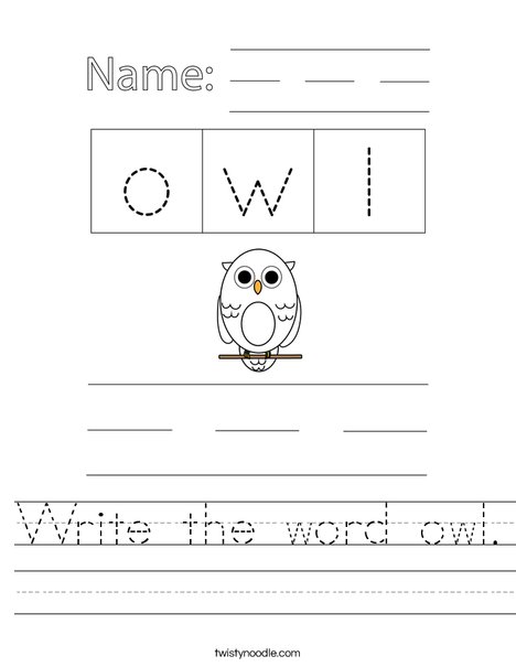 Write the word owl. Worksheet