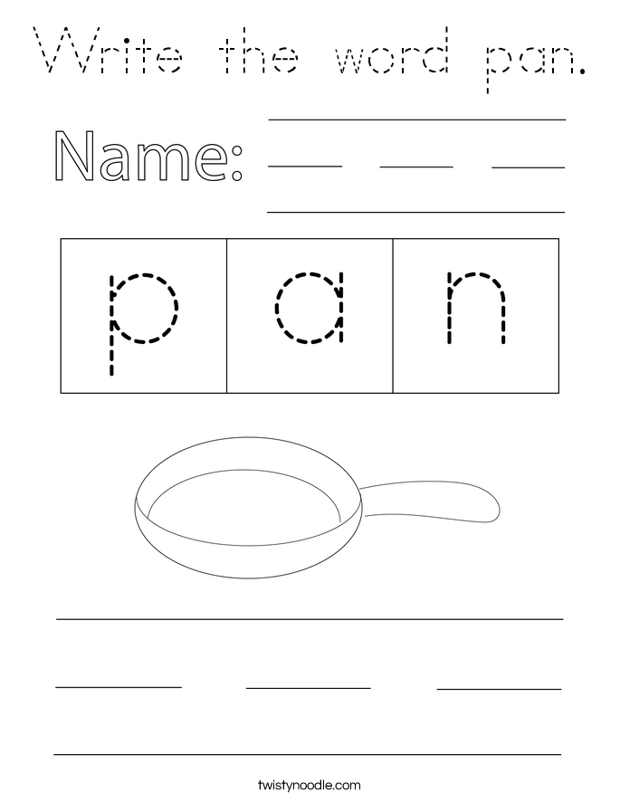 Write the word pan. Coloring Page