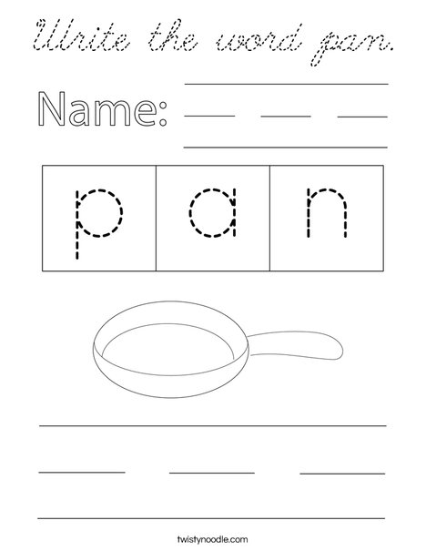 Write the word pan. Coloring Page