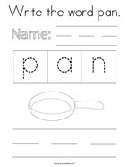 Write the word pan Coloring Page
