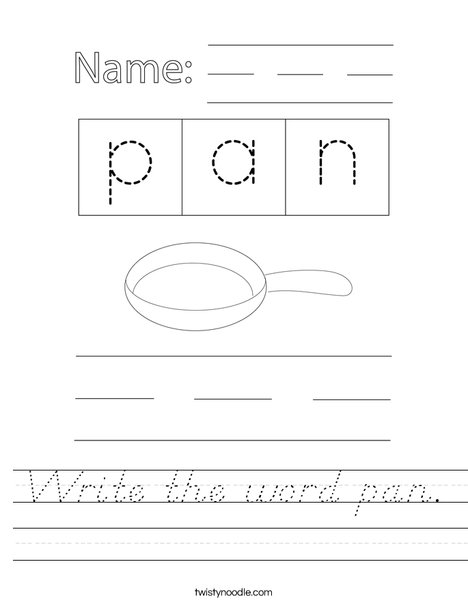 Write the word pan. Worksheet