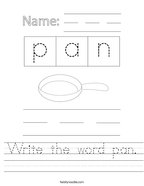 Write the word pan Handwriting Sheet