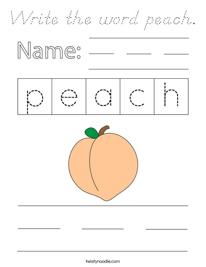 Write the word peach. Coloring Page