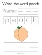Write the word peach Coloring Page