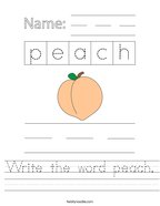 Write the word peach Handwriting Sheet