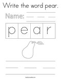Write the word pear. Coloring Page