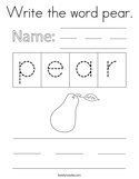 Write the word pear Coloring Page