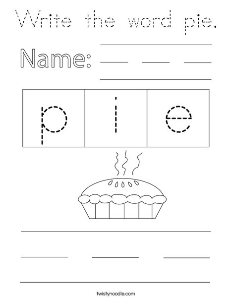 Write the word pie. Coloring Page