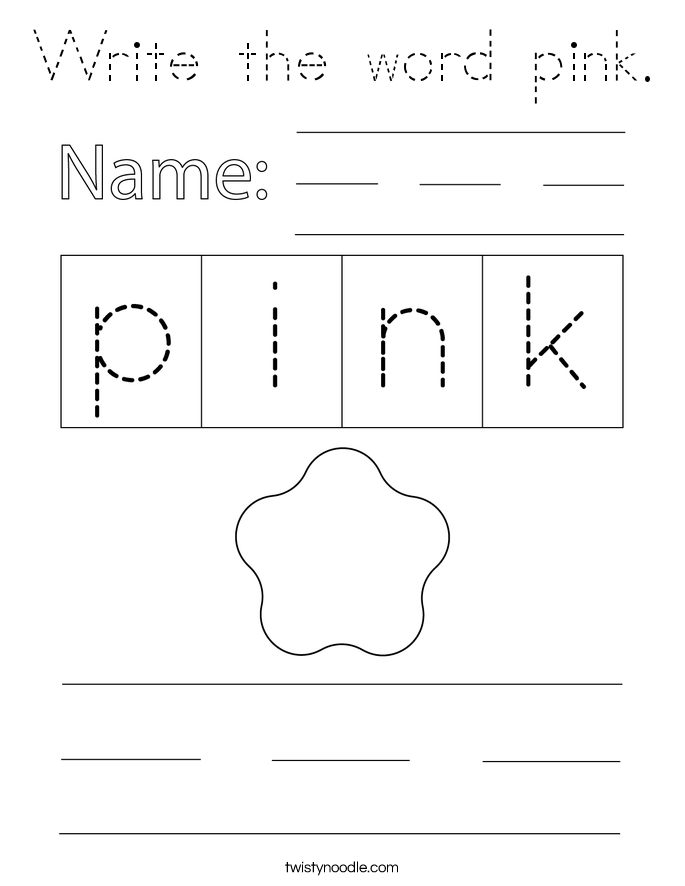 Write the word pink. Coloring Page