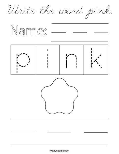 Write the word pink. Coloring Page