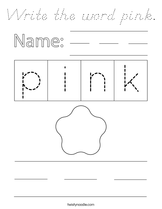 Write the word pink. Coloring Page