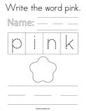 Write the word pink Coloring Page