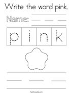 Write the word pink Coloring Page