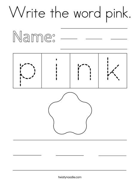 Write the word pink. Coloring Page