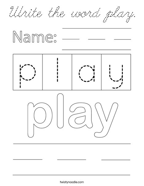 Write the word play. Coloring Page