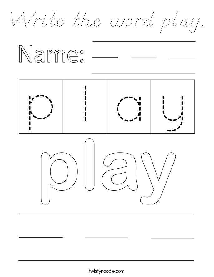 Write the word play. Coloring Page
