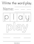 Write the word play Coloring Page