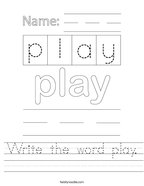 Write the word play Handwriting Sheet