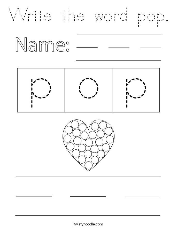 Write the word pop. Coloring Page