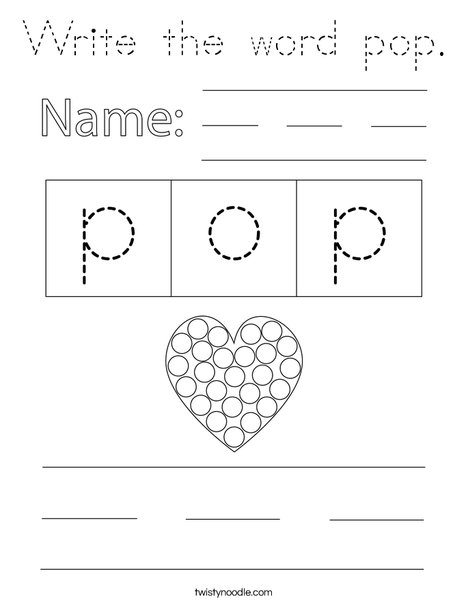 Write the word pop. Coloring Page