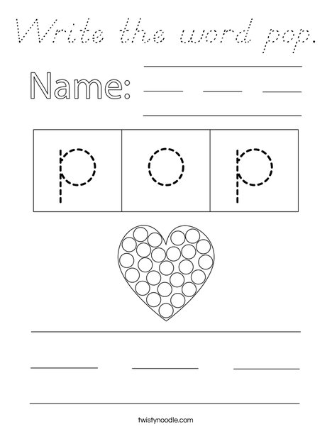 Write the word pop. Coloring Page