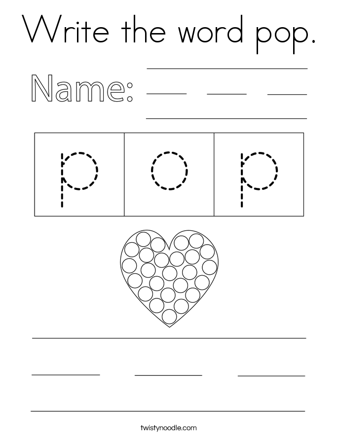 Write the word pop. Coloring Page