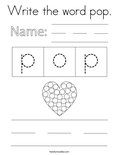 Write the word pop. Coloring Page