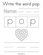 Write the word pop Coloring Page
