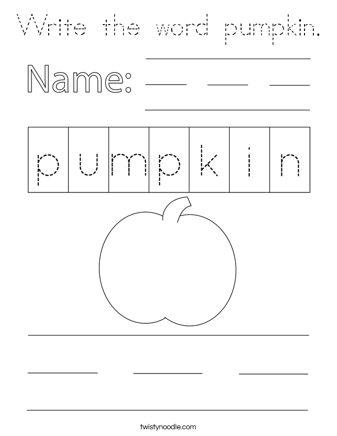 Write the word pumpkin. Coloring Page