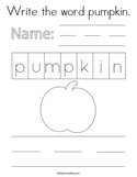 Write the word pumpkin Coloring Page