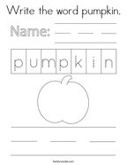 Write the word pumpkin Coloring Page