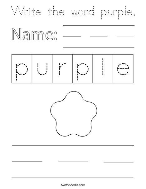 Write the word purple. Coloring Page