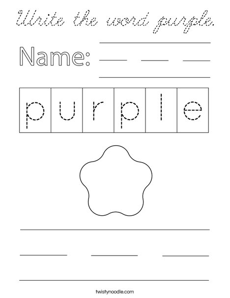 Write the word purple. Coloring Page