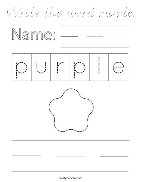 Write the word purple. Coloring Page
