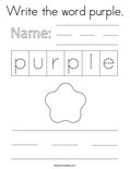 Write the word purple. Coloring Page