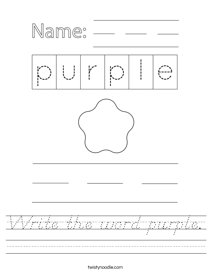 Write the word purple. Worksheet