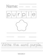 Write the word purple Handwriting Sheet