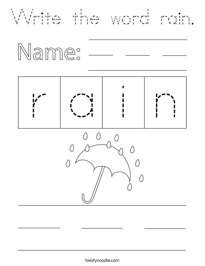 Write the word rain. Coloring Page