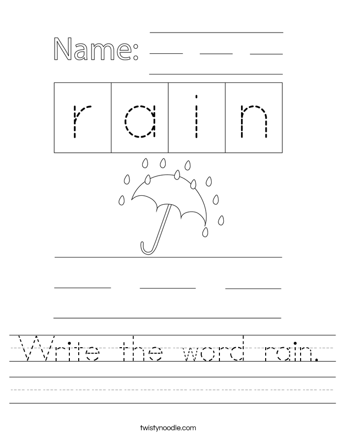 Write the word rain. Worksheet