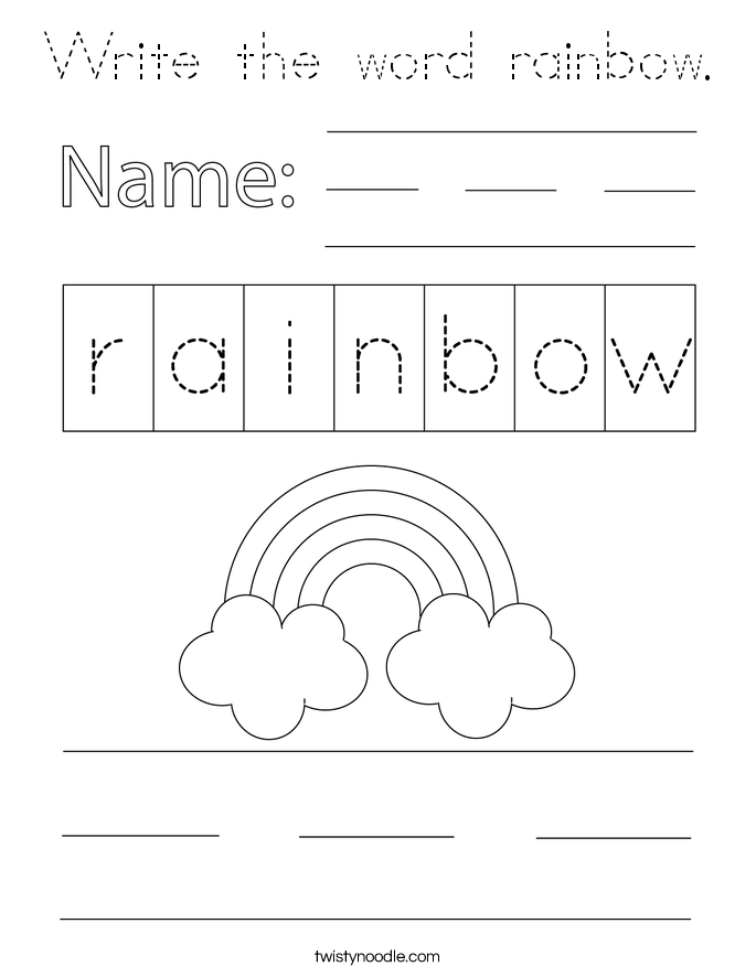 Write the word rainbow. Coloring Page
