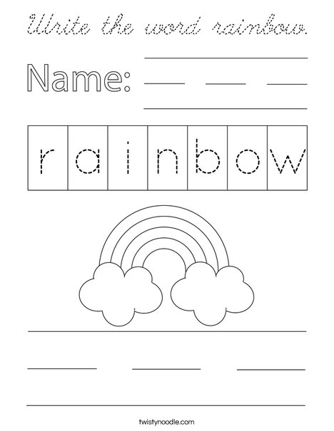 Write the word rainbow. Coloring Page