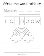 Write the word rainbow Coloring Page