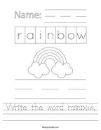 Write the word rainbow Handwriting Sheet