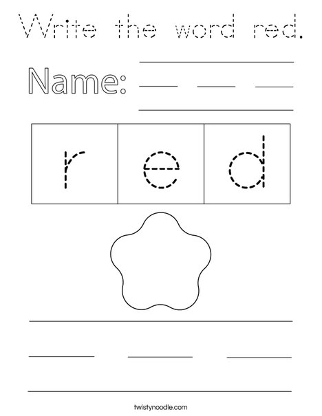 Write the word red. Coloring Page